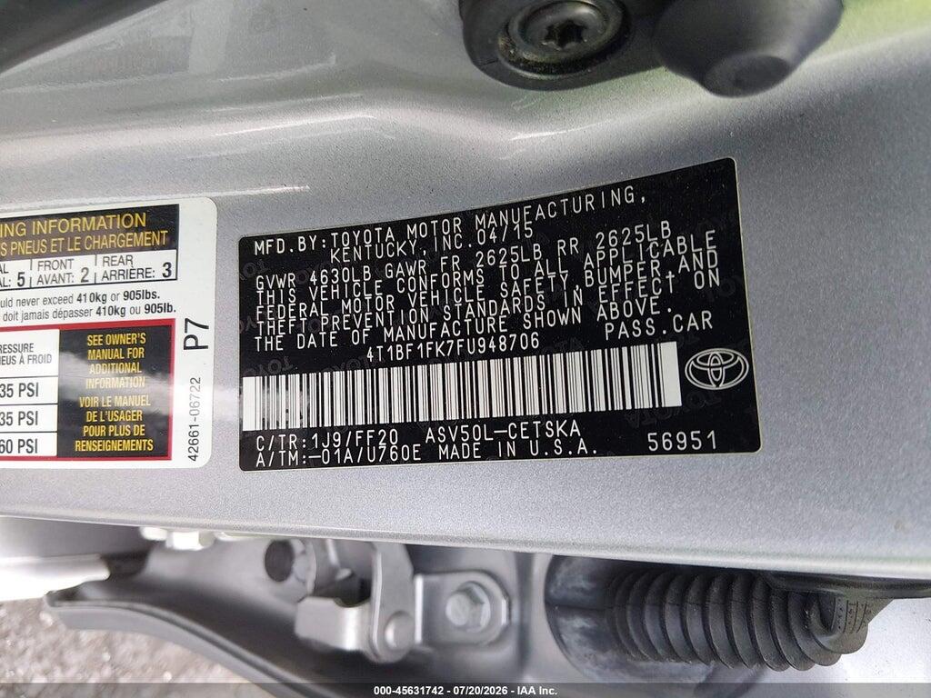 4T1BF1FK7FU948706 2015 TOYOTA CAMRY photo no. 9