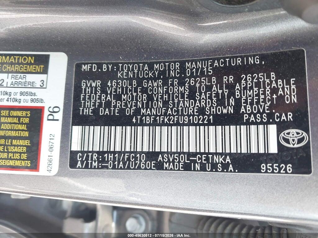 4T1BF1FK2FU910221 2015 TOYOTA CAMRY photo no. 9