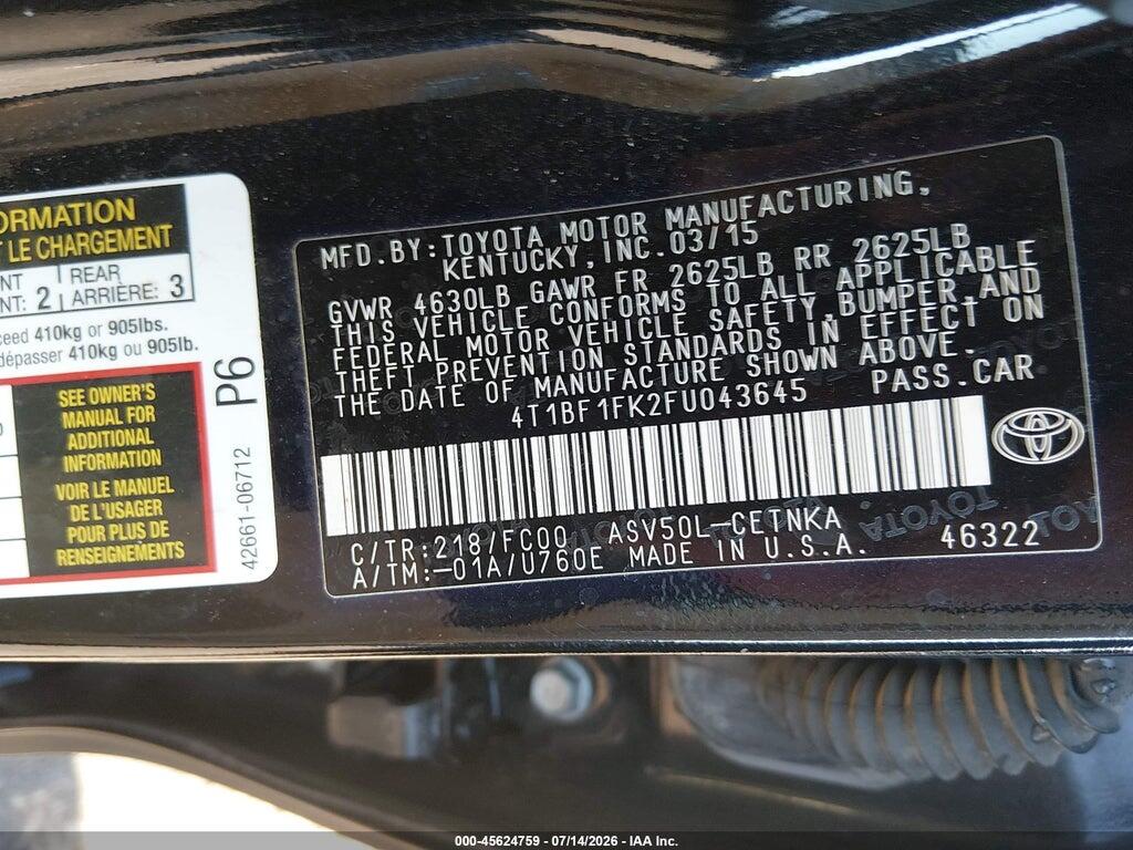 4T1BF1FK2FU043645 2015 TOYOTA CAMRY photo no. 9