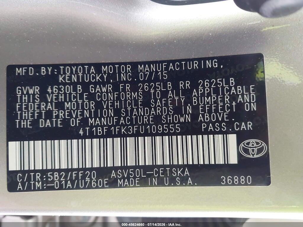 4T1BF1FK3FU109555 2015 TOYOTA CAMRY photo no. 9