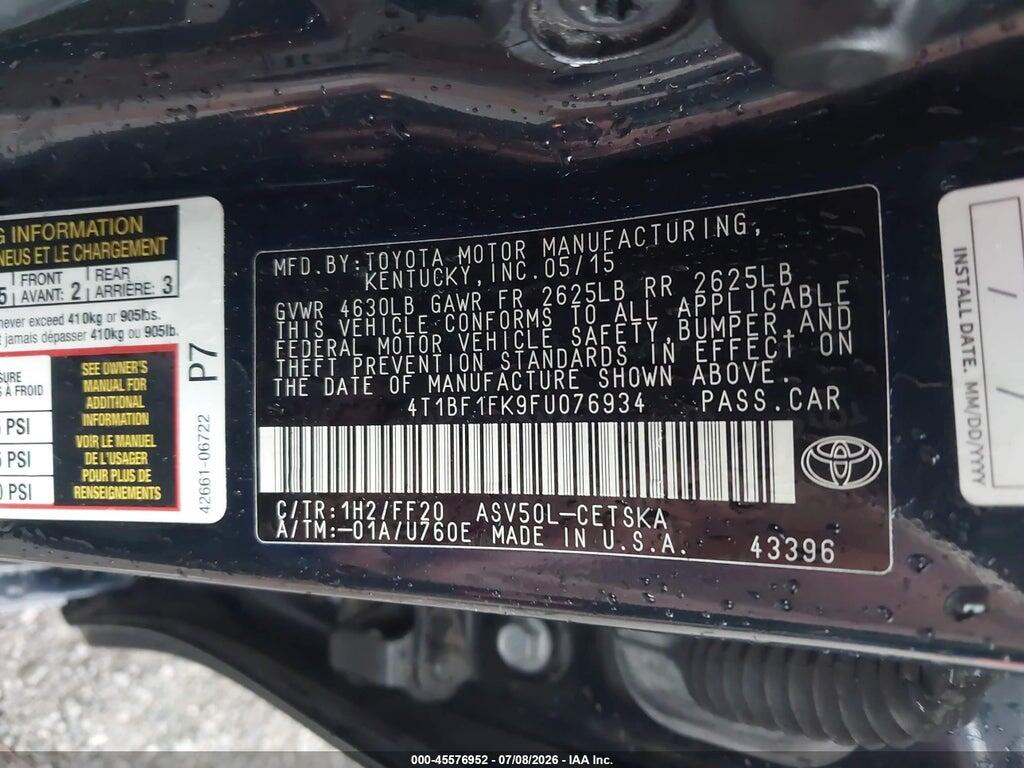 4T1BF1FK9FU076934 2015 TOYOTA CAMRY photo no. 9