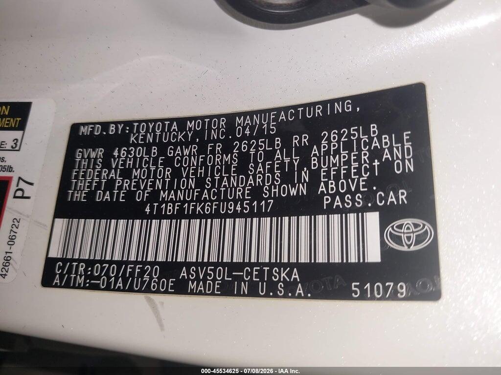 4T1BF1FK6FU945117 2015 TOYOTA CAMRY photo no. 9