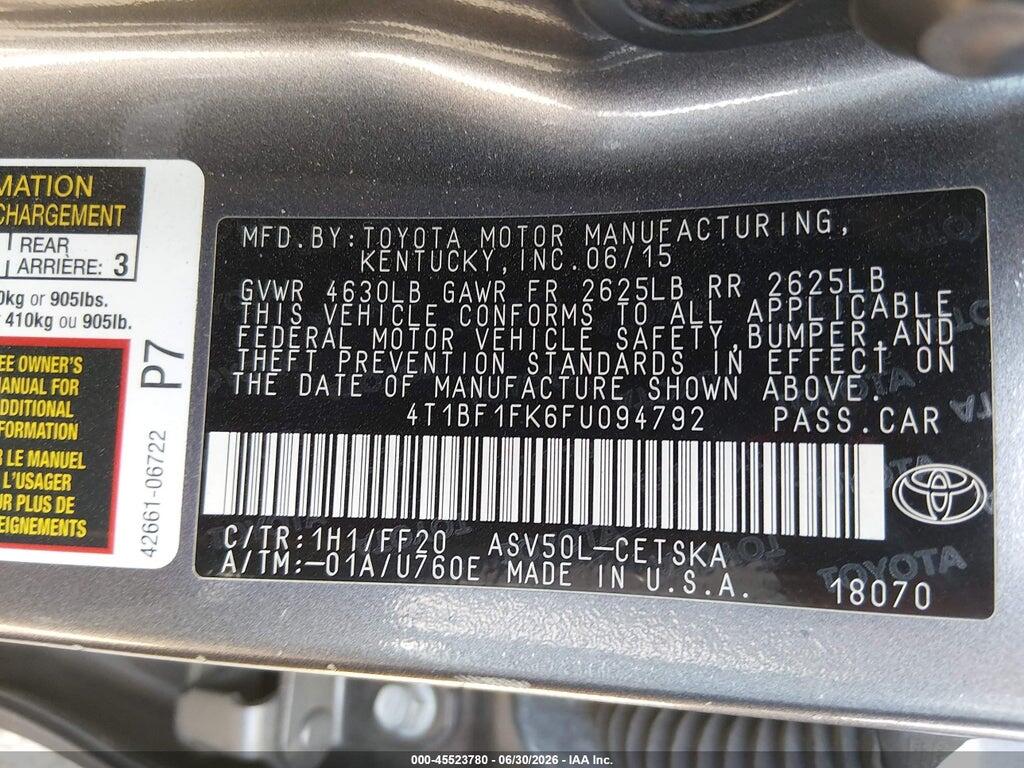 4T1BF1FK6FU094792 2015 TOYOTA CAMRY photo no. 9