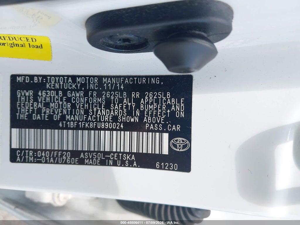 4T1BF1FK8FU890024 2015 TOYOTA CAMRY photo no. 9