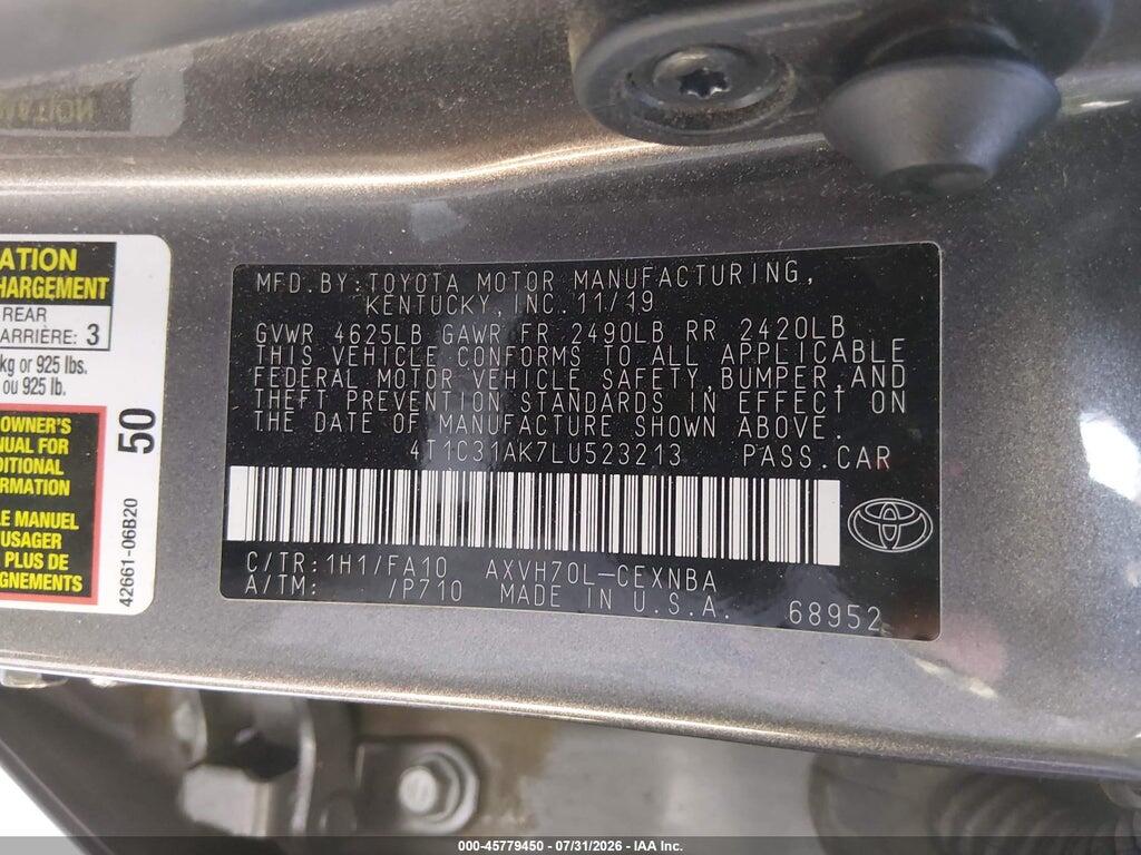 4T1C31AK7LU523213 2020 TOYOTA CAMRY photo no. 9