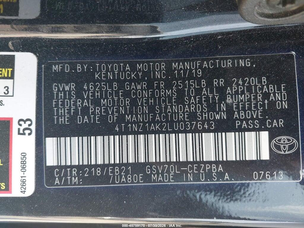 4T1NZ1AK2LU037643 2020 TOYOTA CAMRY photo no. 9