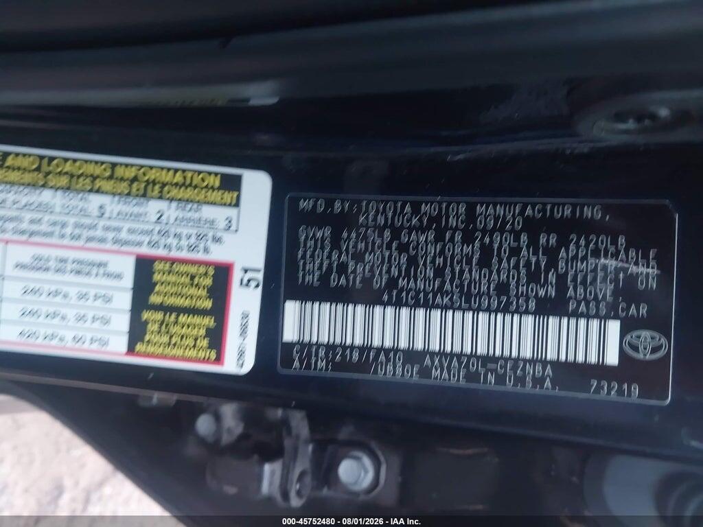 4T1C11AK5LU997358 2020 TOYOTA CAMRY photo no. 9