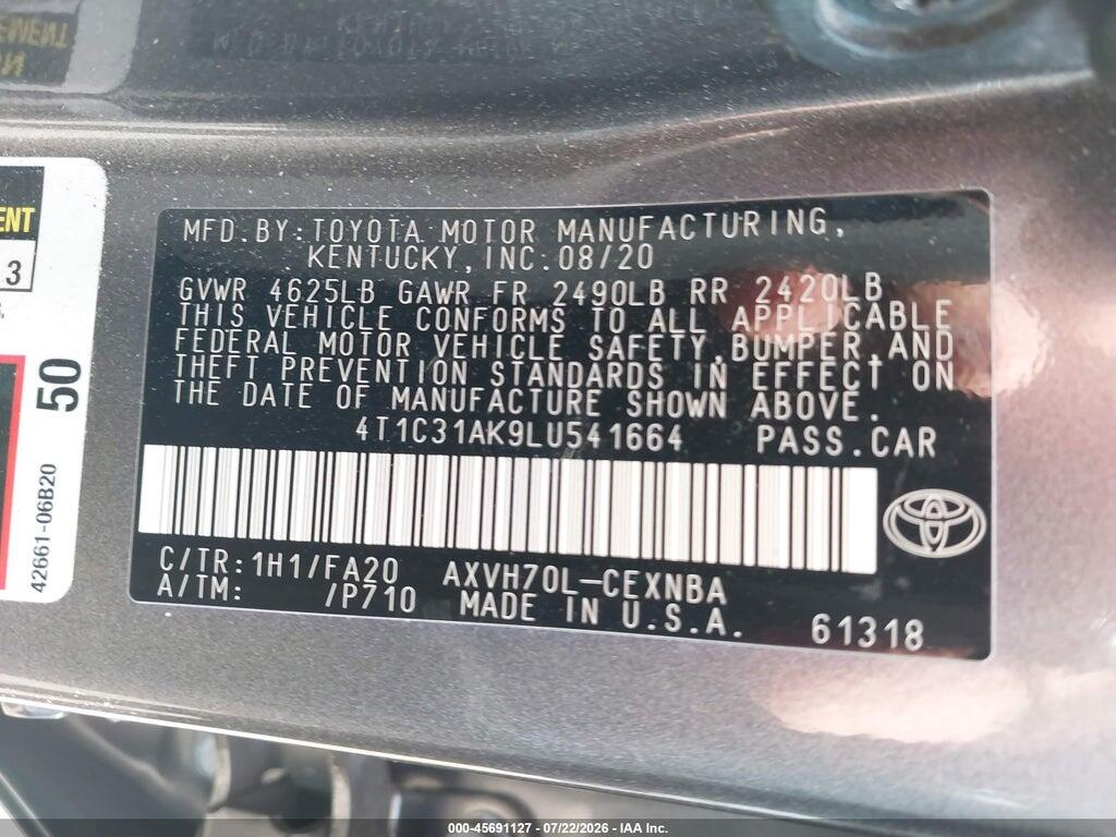4T1C31AK9LU541664 2020 TOYOTA CAMRY photo no. 9
