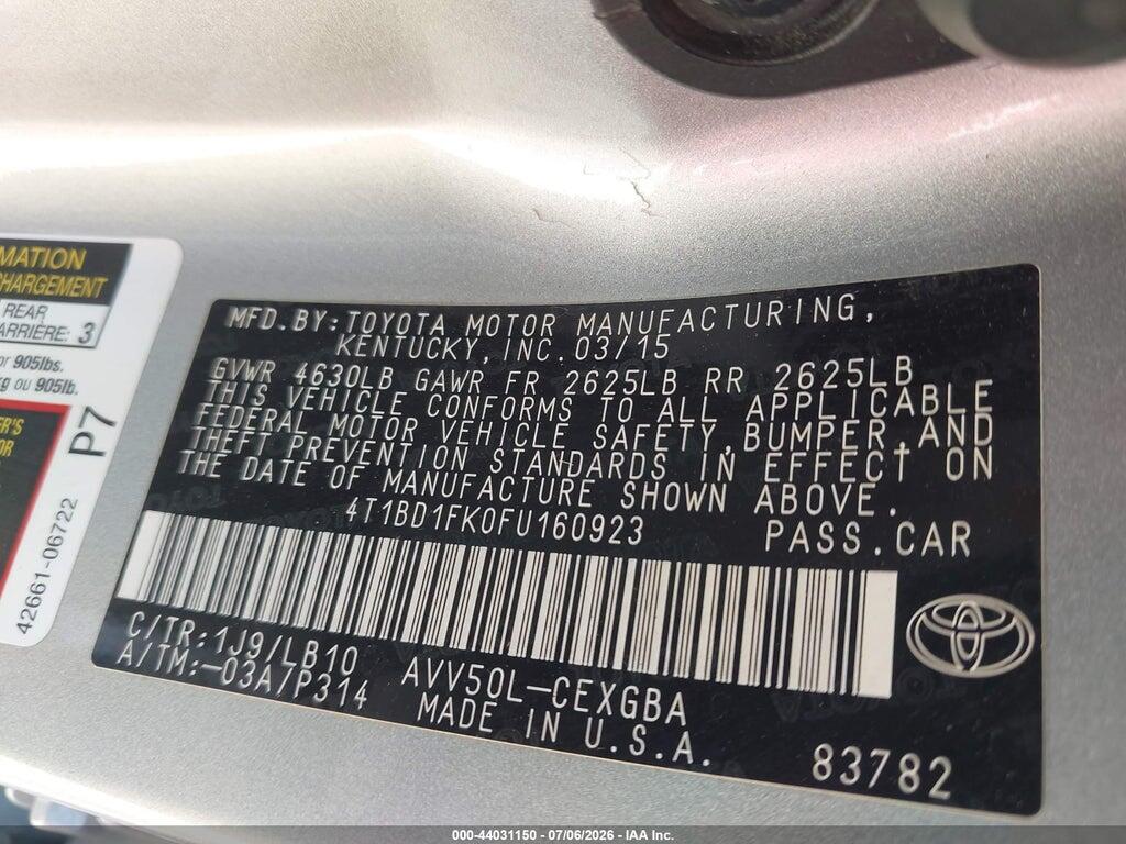 4T1BD1FK0FU160923 2015 TOYOTA CAMRY HYBRID photo no. 9