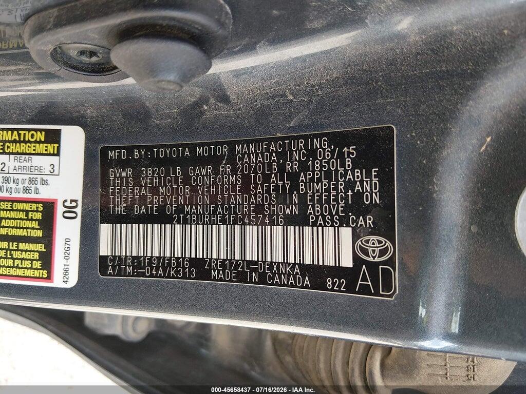 2T1BURHE1FC457416 2015 TOYOTA COROLLA photo no. 9