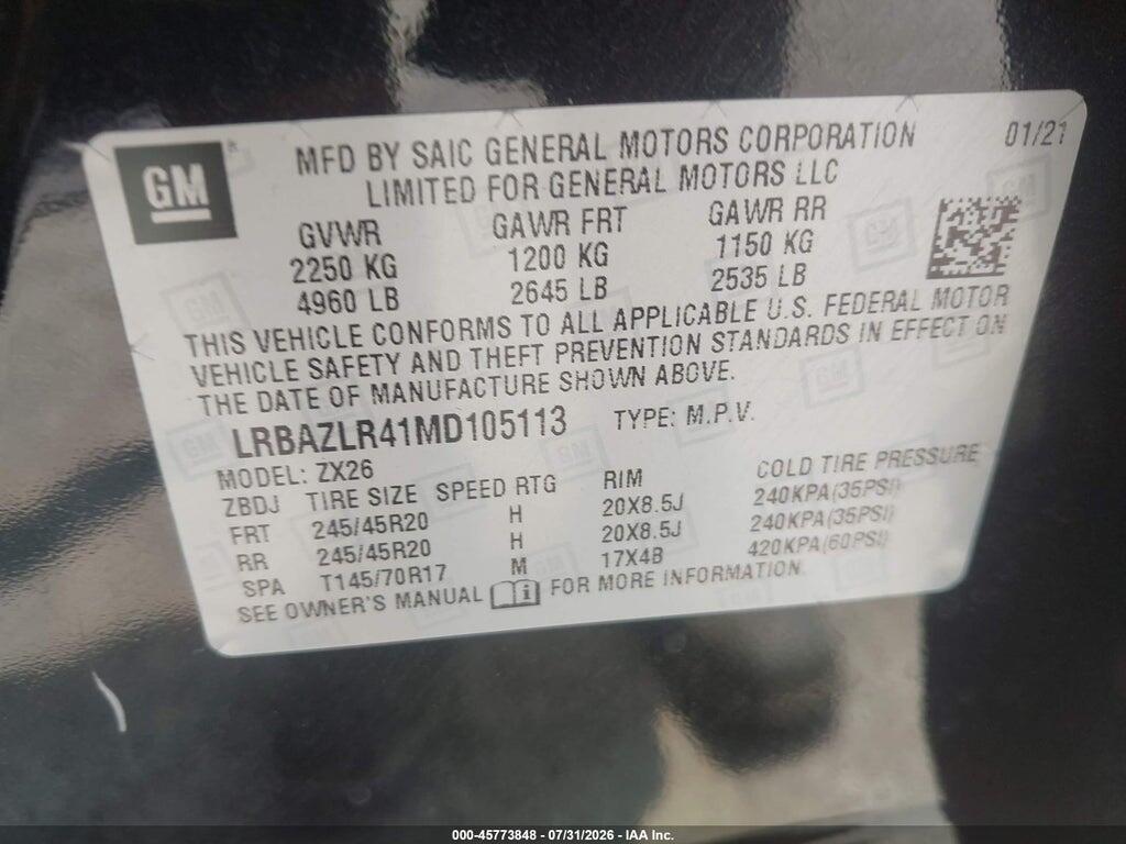 LRBAZLR41MD105113 2021 BUICK ENVISION photo no. 9