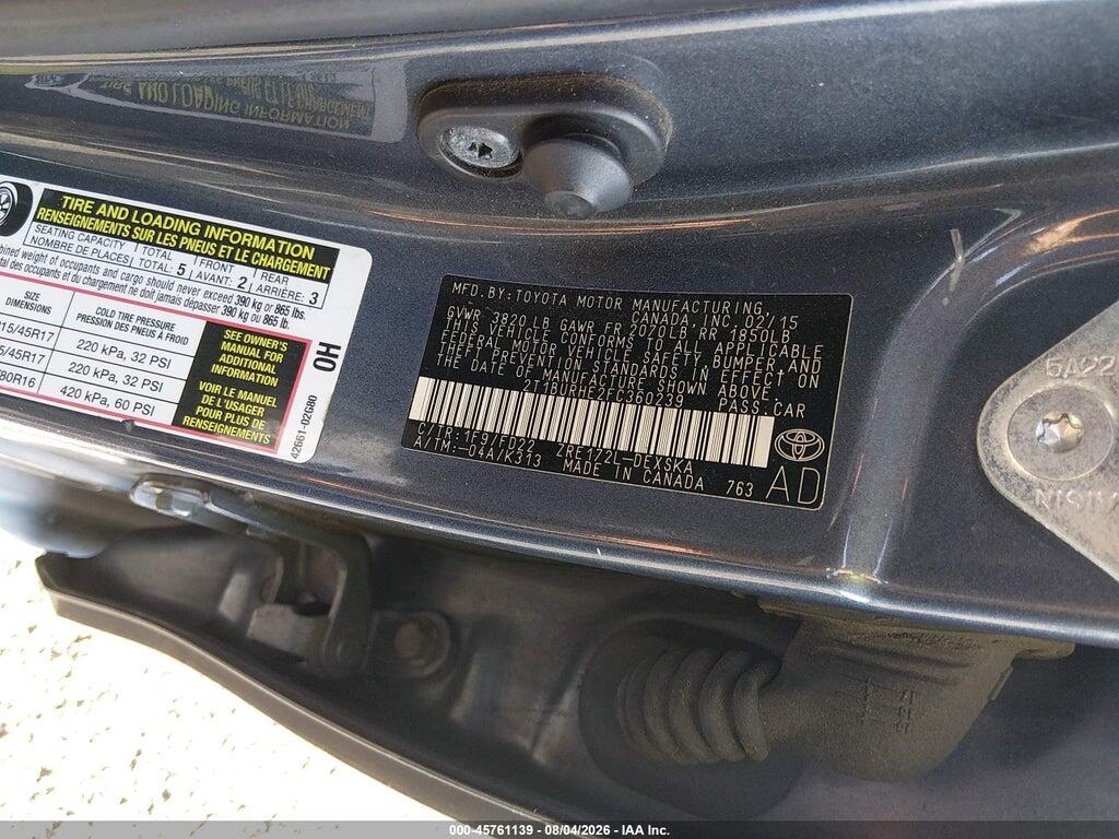 2T1BURHE2FC360239 2015 TOYOTA COROLLA photo no. 9