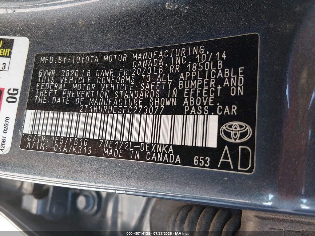 2T1BURHE5FC273077 2015 TOYOTA COROLLA photo no. 9