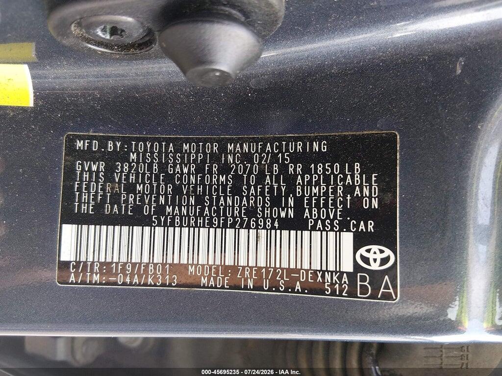5YFBURHE9FP276984 2015 TOYOTA COROLLA photo no. 9