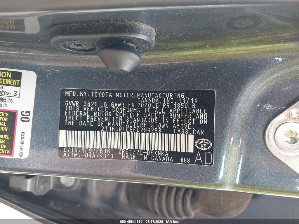 2T1BURHE8FC299298 2015 TOYOTA COROLLA photo no. 7