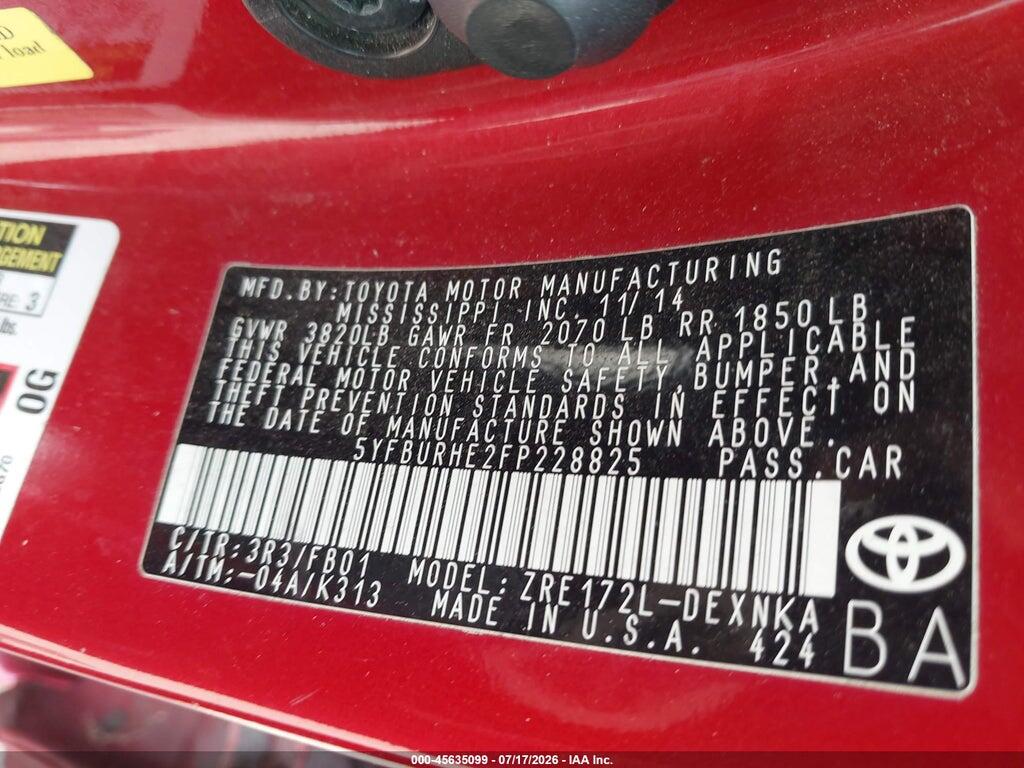 5YFBURHE2FP228825 2015 TOYOTA COROLLA photo no. 4