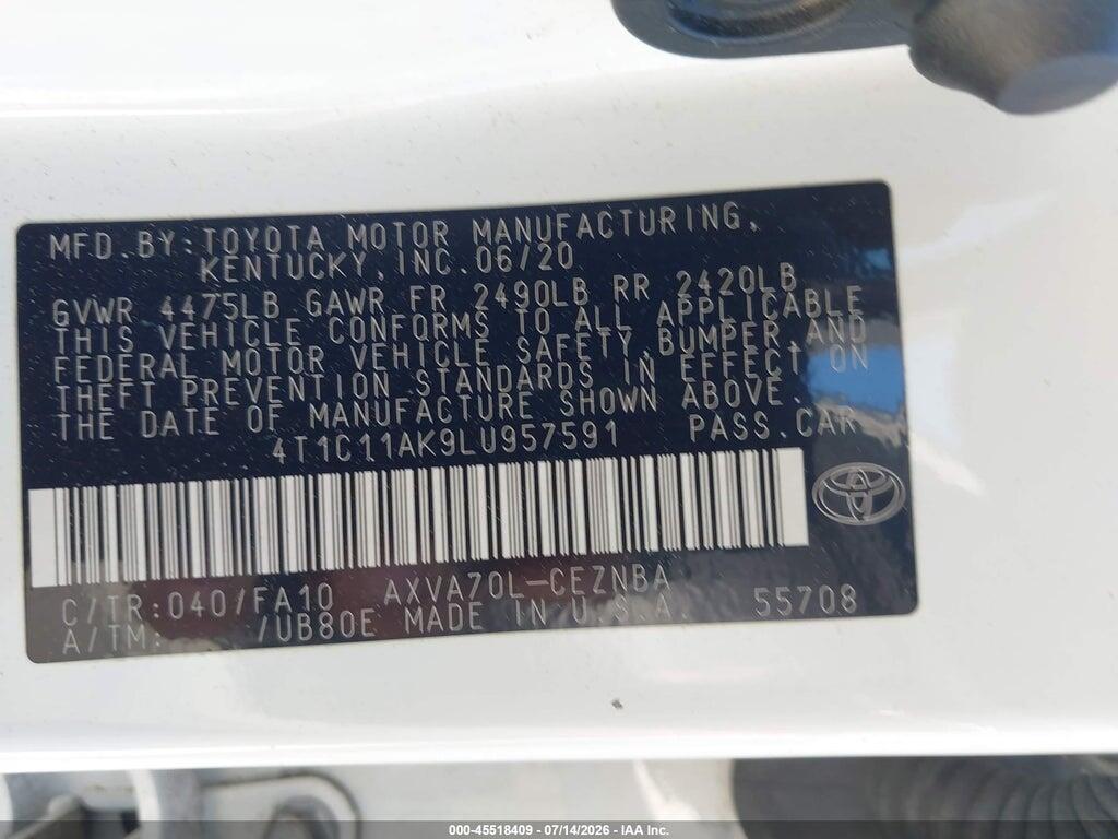4T1C11AK9LU957591 2020 TOYOTA CAMRY photo no. 9