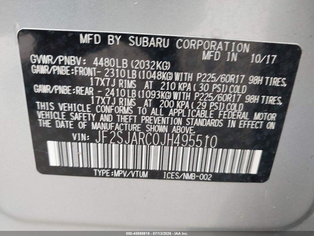 JF2SJARC0JH495510 2018 SUBARU FORESTER photo no. 9
