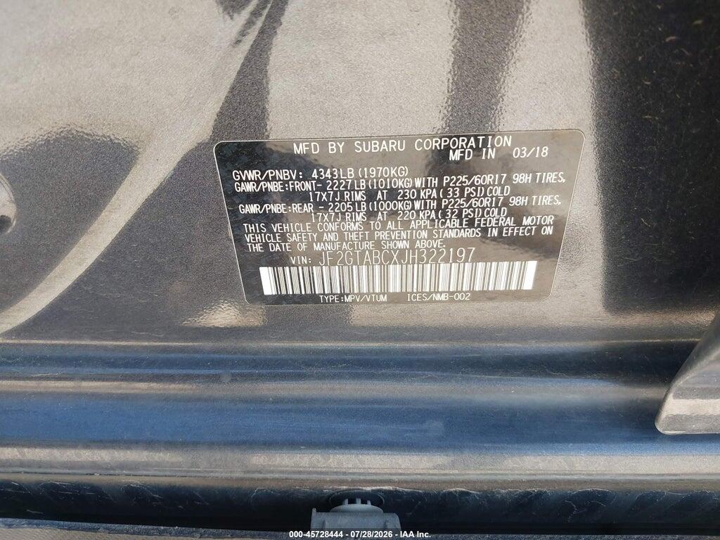 JF2GTABCXJH322197 2018 SUBARU CROSSTREK photo no. 9