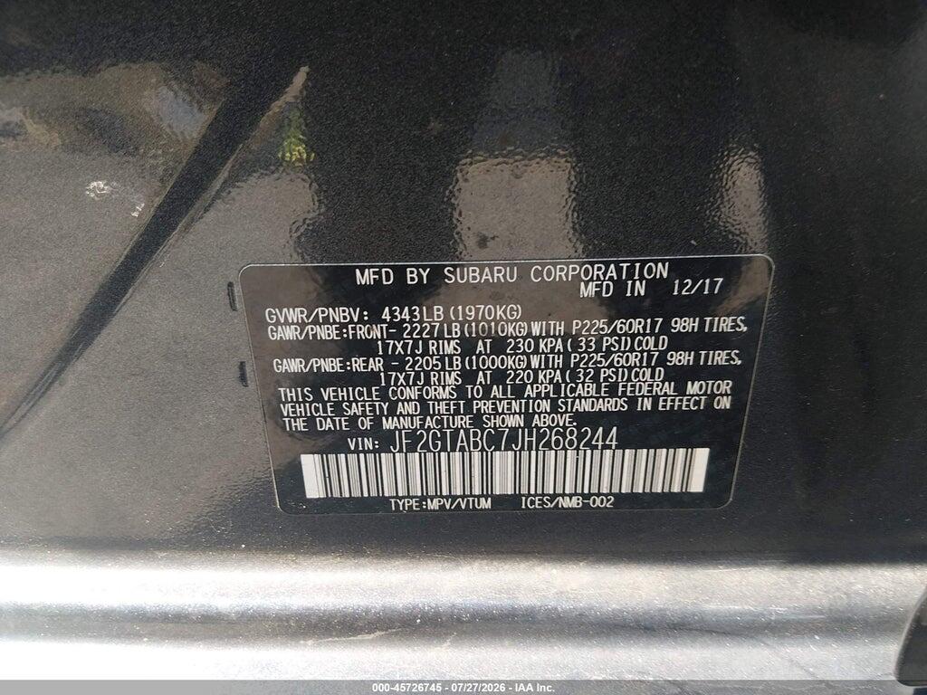 JF2GTABC7JH268244 2018 SUBARU CROSSTREK photo no. 9
