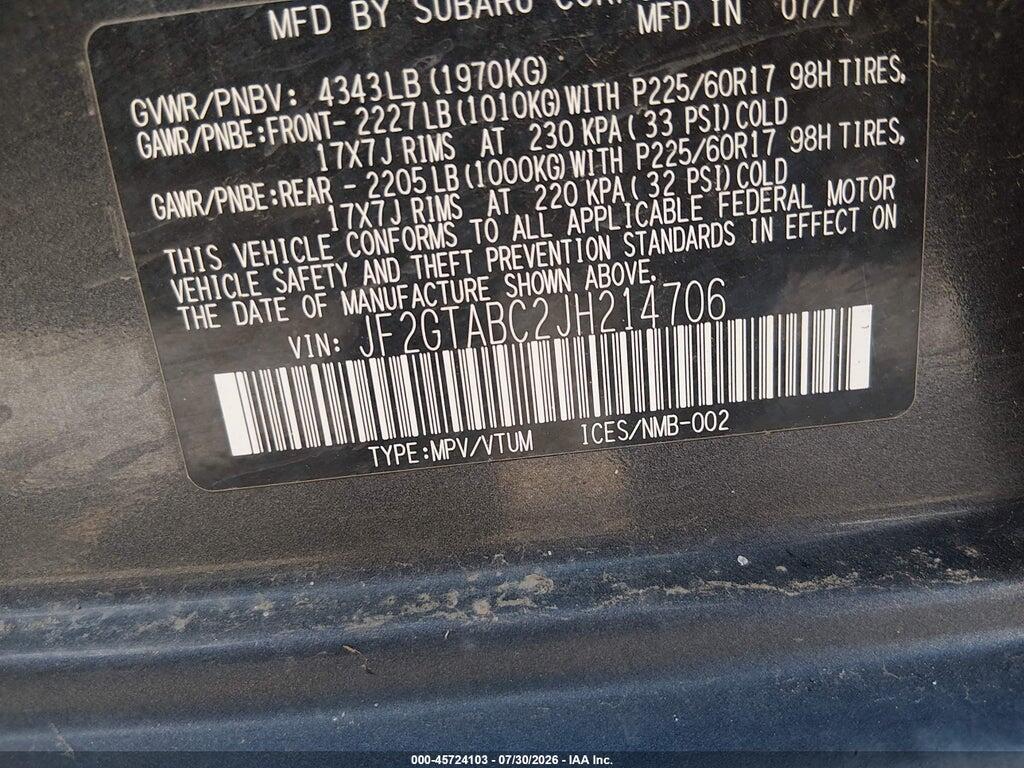 JF2GTABC2JH214706 2018 SUBARU CROSSTREK photo no. 9