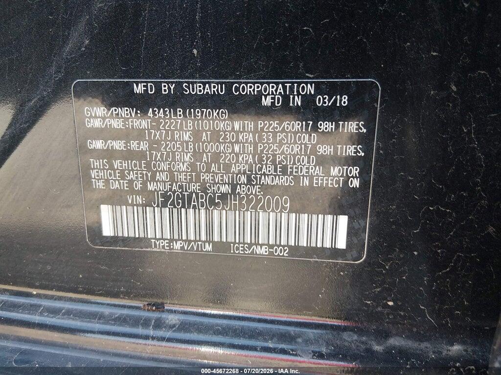 JF2GTABC5JH322009 2018 SUBARU CROSSTREK photo no. 9