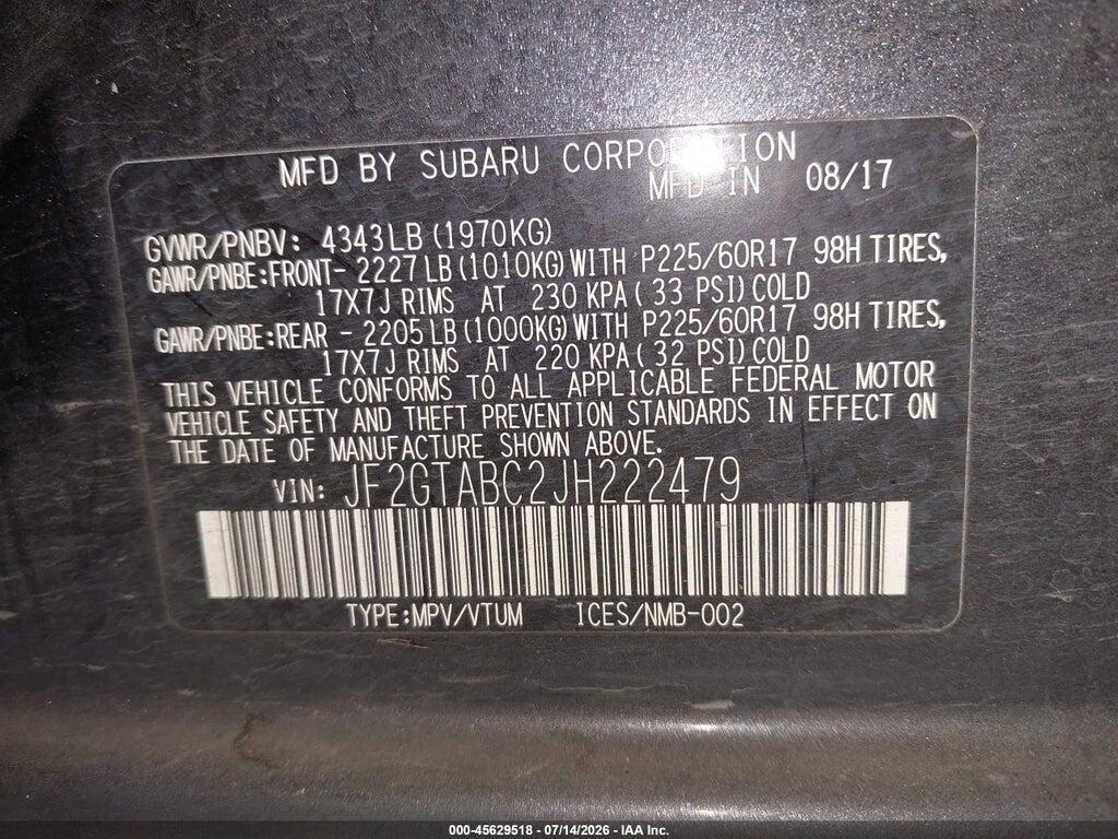 JF2GTABC2JH222479 2018 SUBARU CROSSTREK photo no. 9