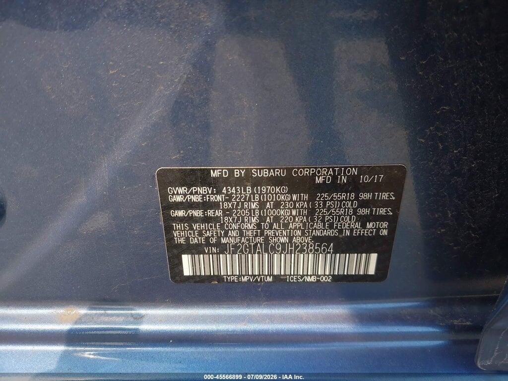 JF2GTALC9JH238564 2018 SUBARU CROSSTREK photo no. 9