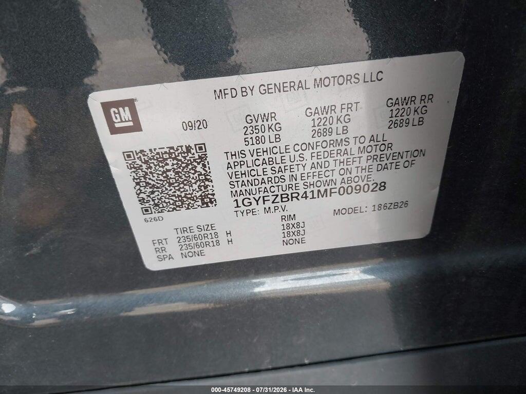 1GYFZBR41MF009028 2021 CADILLAC XT4 photo no. 9