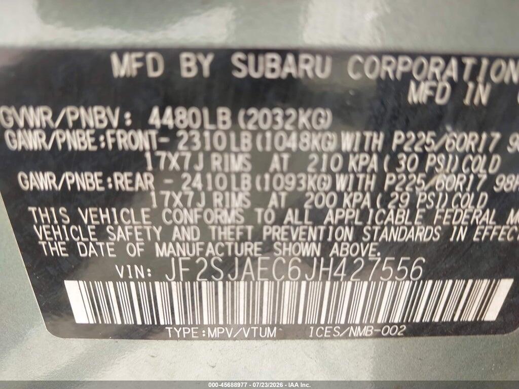 JF2SJAEC6JH427556 2018 SUBARU FORESTER photo no. 9