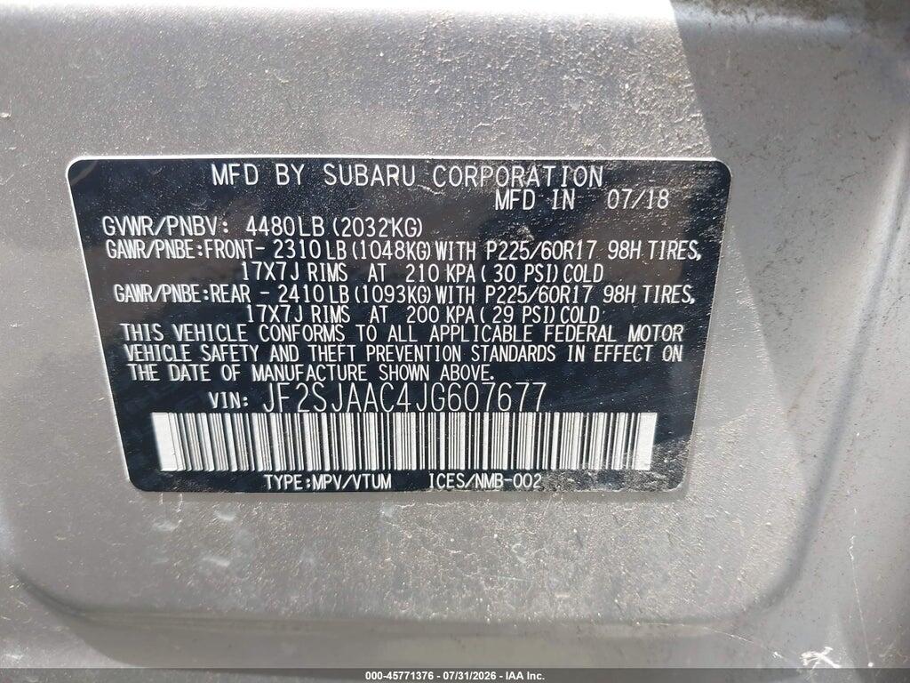 JF2SJAAC4JG607677 2018 SUBARU FORESTER photo no. 9
