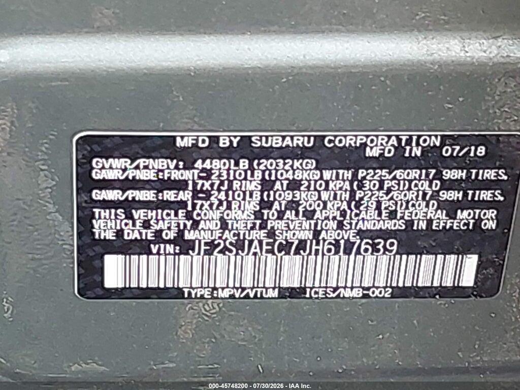 JF2SJAEC7JH617639 2018 SUBARU FORESTER photo no. 9