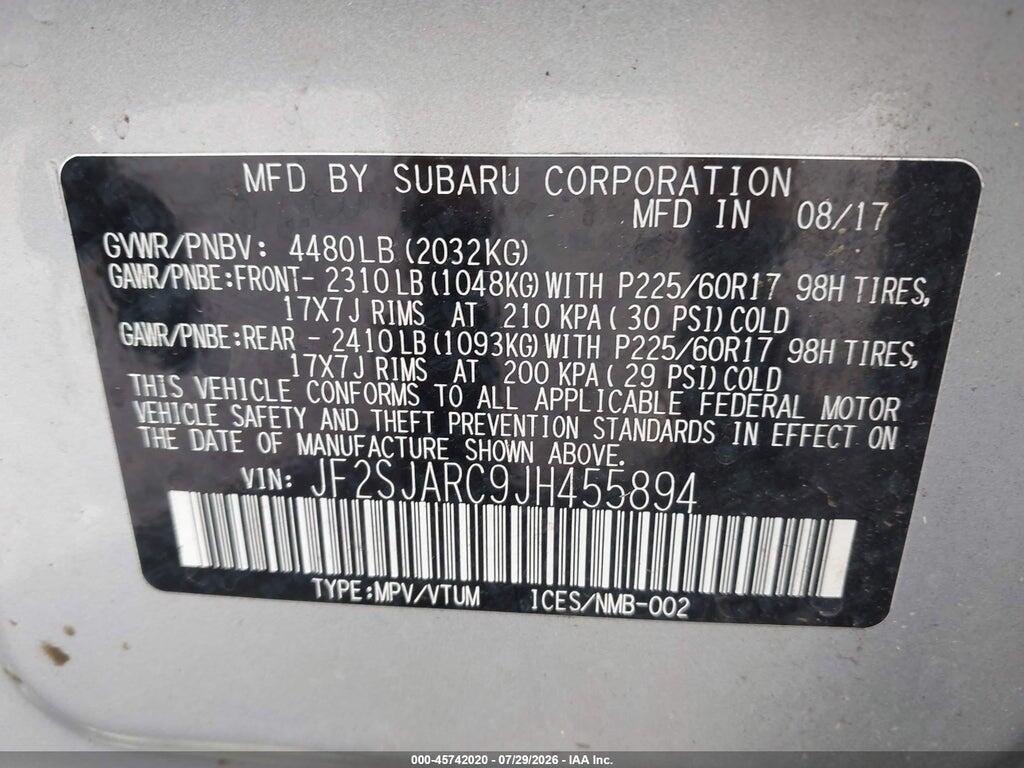 JF2SJARC9JH455894 2018 SUBARU FORESTER photo no. 9