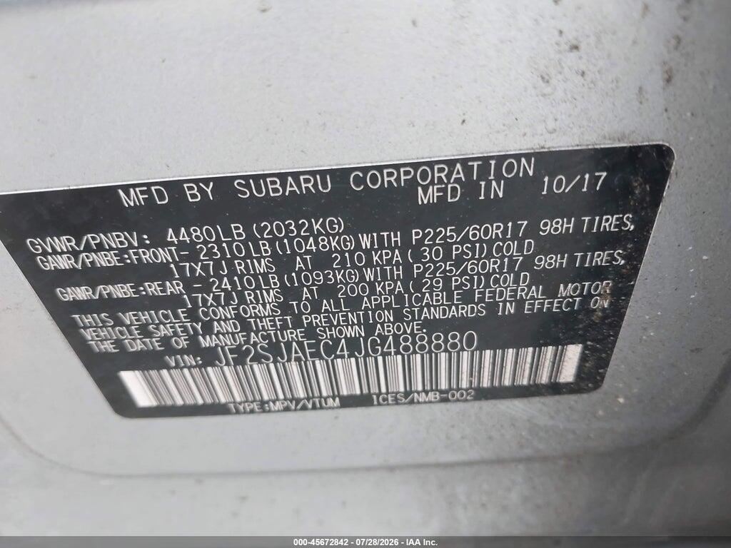 JF2SJAEC4JG488880 2018 SUBARU FORESTER photo no. 9