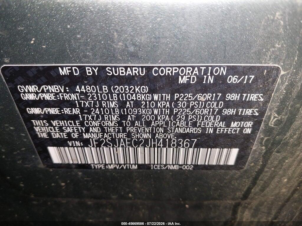 JF2SJAEC2JH418367 2018 SUBARU FORESTER photo no. 9