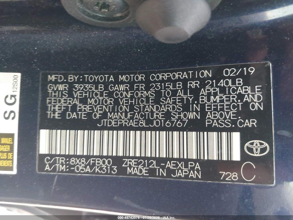 JTDEPRAE8LJ016767 2020 TOYOTA COROLLA photo no. 9