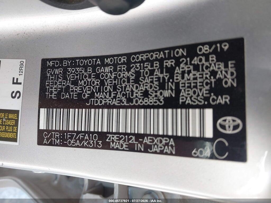 JTDDPRAE3LJ068853 2020 TOYOTA COROLLA photo no. 9