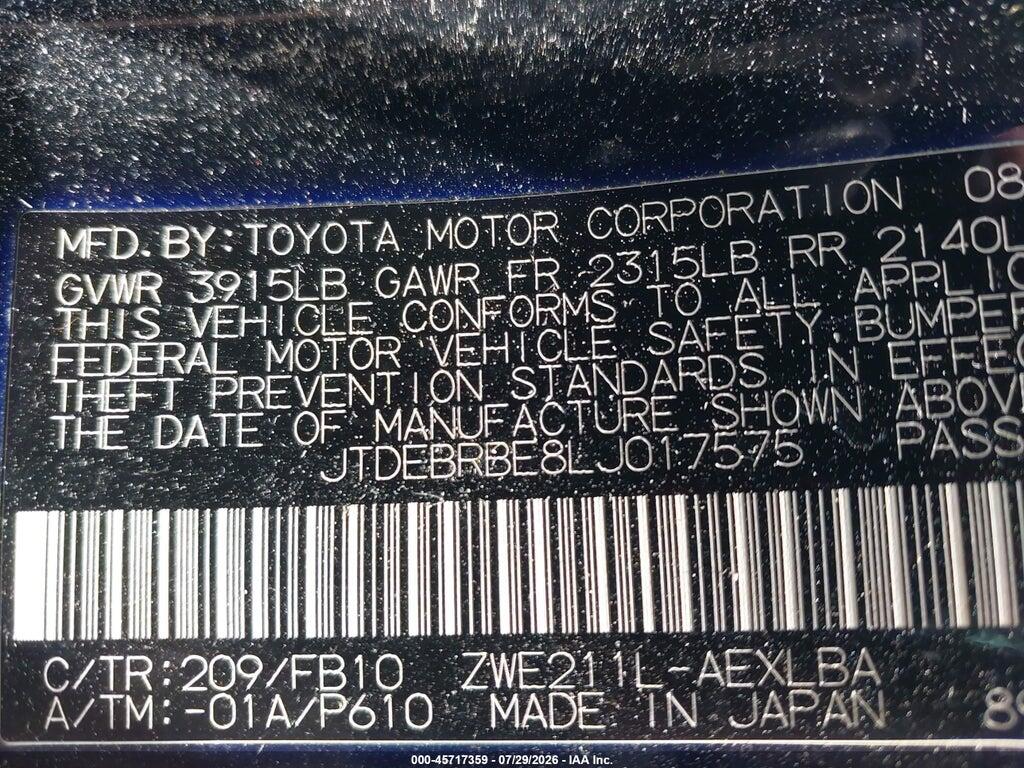 JTDEBRBE8LJ017575 2020 TOYOTA COROLLA photo no. 9