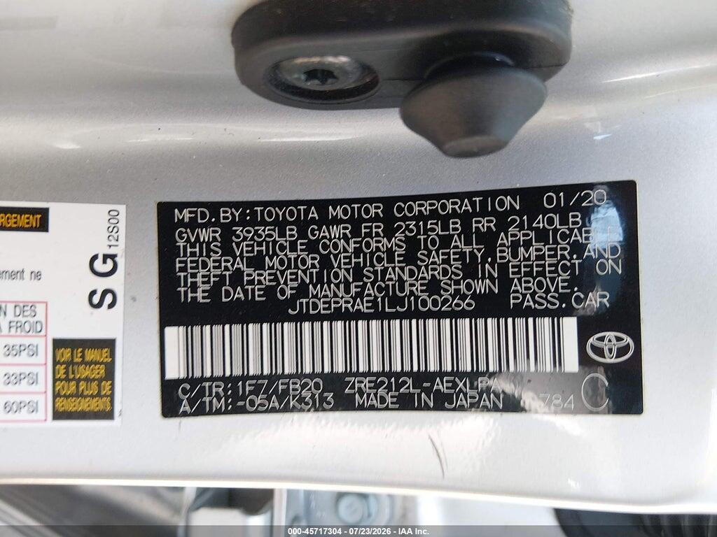 JTDEPRAE1LJ100266 2020 TOYOTA COROLLA photo no. 9