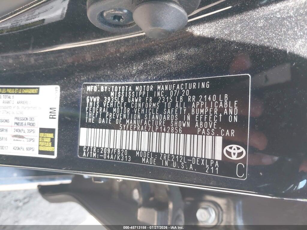 5YFEPRAE7LP142856 2020 TOYOTA COROLLA photo no. 9