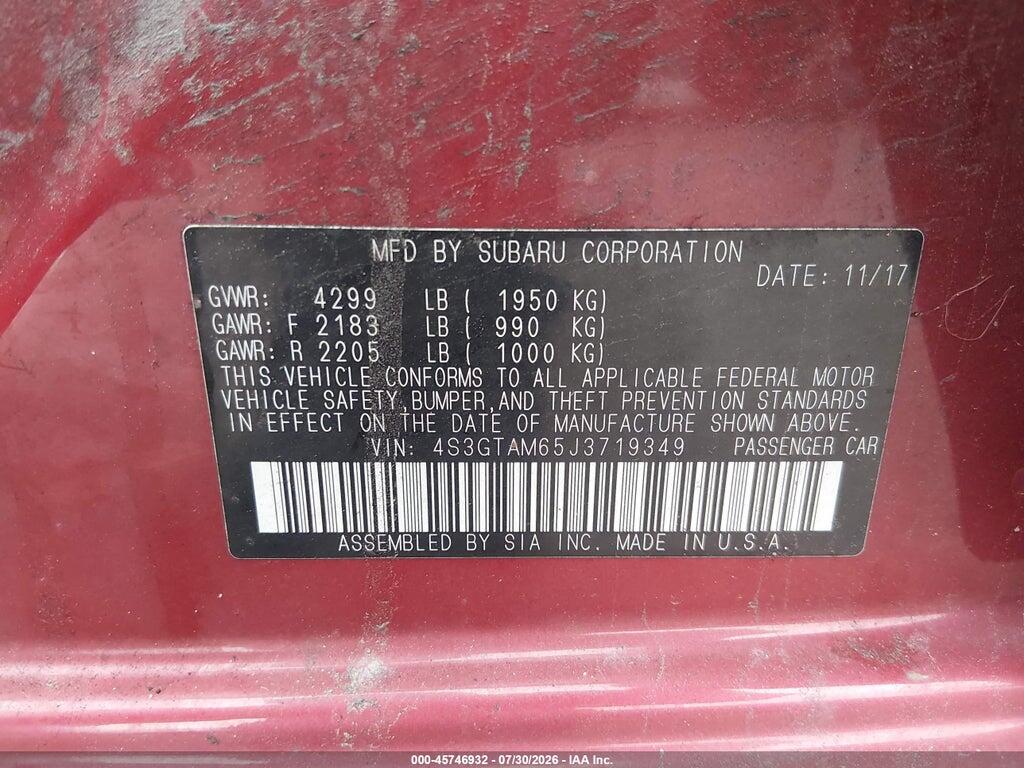 4S3GTAM65J3719349 2018 SUBARU IMPREZA photo no. 9
