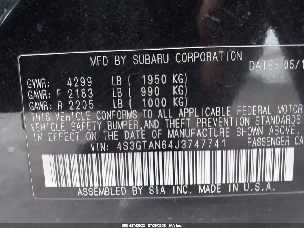 4S3GTAN64J3747741 2018 SUBARU IMPREZA photo no. 9