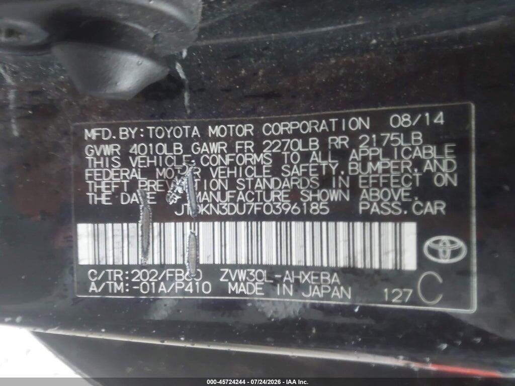 JTDKN3DU7F0396185 2015 TOYOTA PRIUS photo no. 9