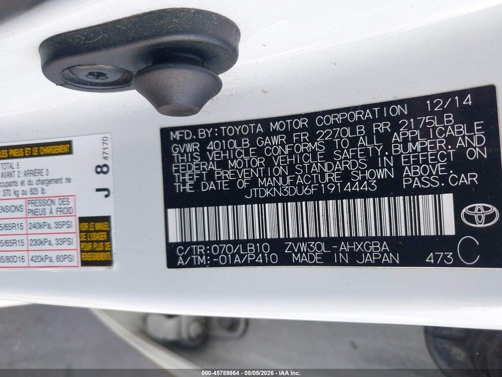 JTDKN3DU6F1914443 2015 TOYOTA PRIUS photo no. 9