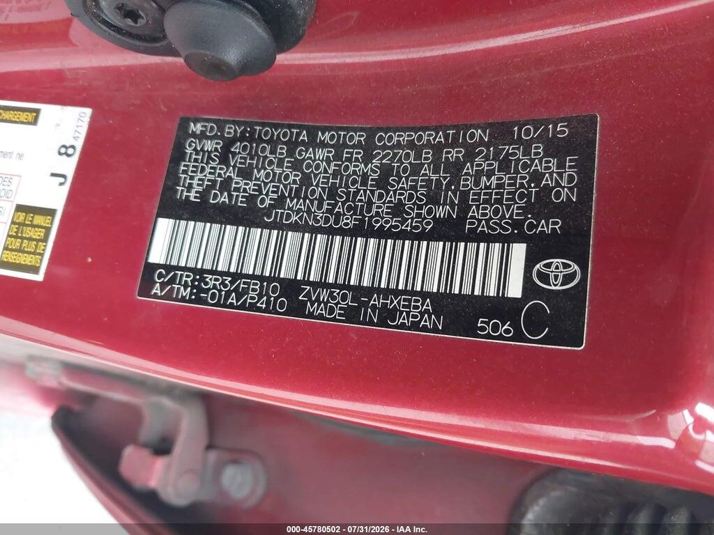 JTDKN3DU8F1995459 2015 TOYOTA PRIUS photo no. 9