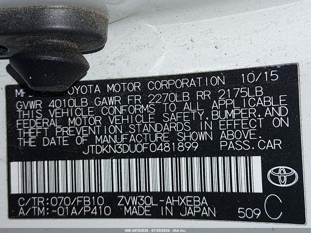 JTDKN3DU0F0481899 2015 TOYOTA PRIUS photo no. 9
