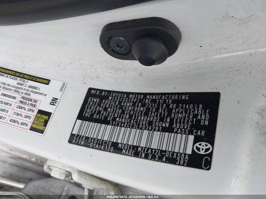 5YFS4RCE3LP034291 2020 TOYOTA COROLLA photo no. 9
