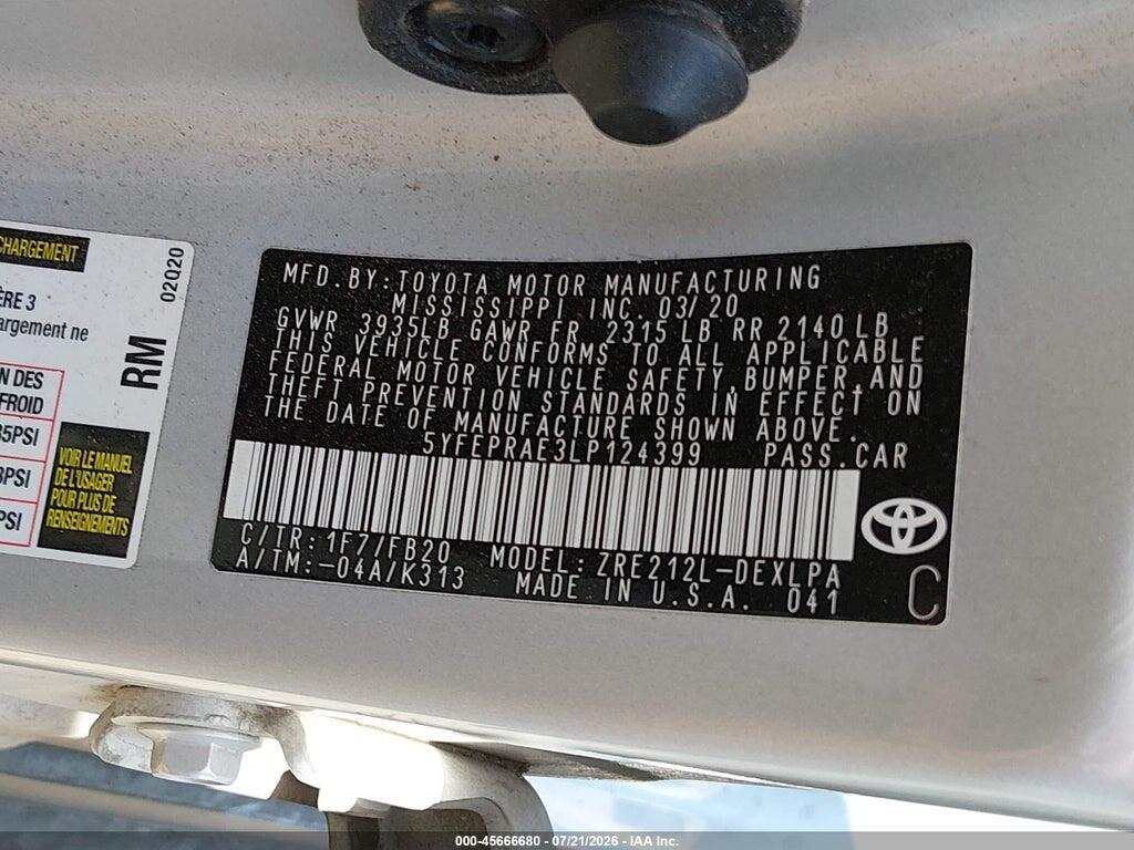 5YFEPRAE3LP124399 2020 TOYOTA COROLLA photo no. 9