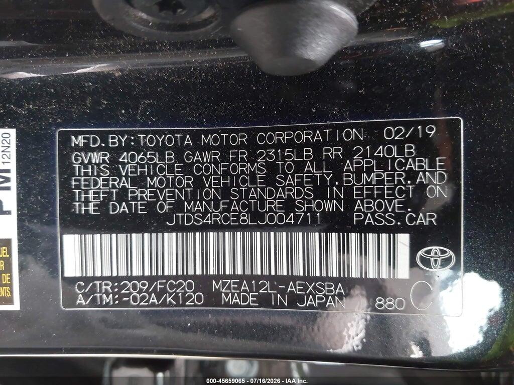 JTDS4RCE8LJ004711 2020 TOYOTA COROLLA photo no. 9