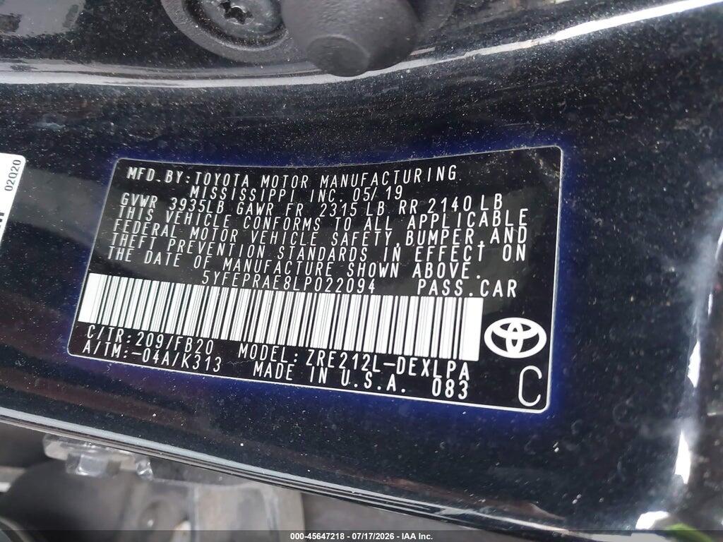 5YFEPRAE8LP022094 2020 TOYOTA COROLLA photo no. 9
